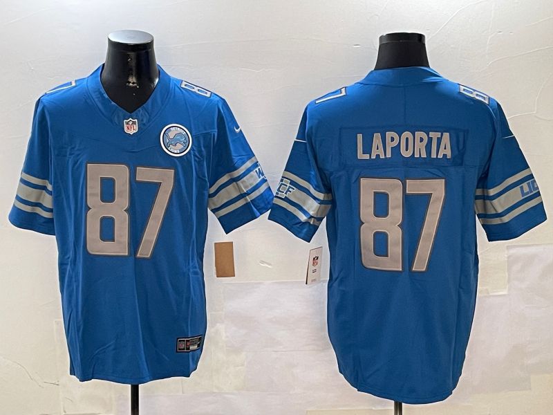 Men Detroit Lions 87 Laporta Blue three generations 2024 Nike Limited NFL Jersey style 01021